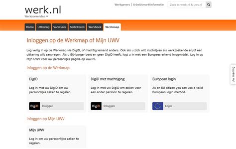 mijn werk inloggen.